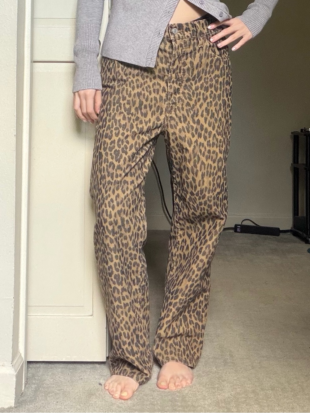 Levi's Leopard Print Straight-Leg Jeans - Tan and Black